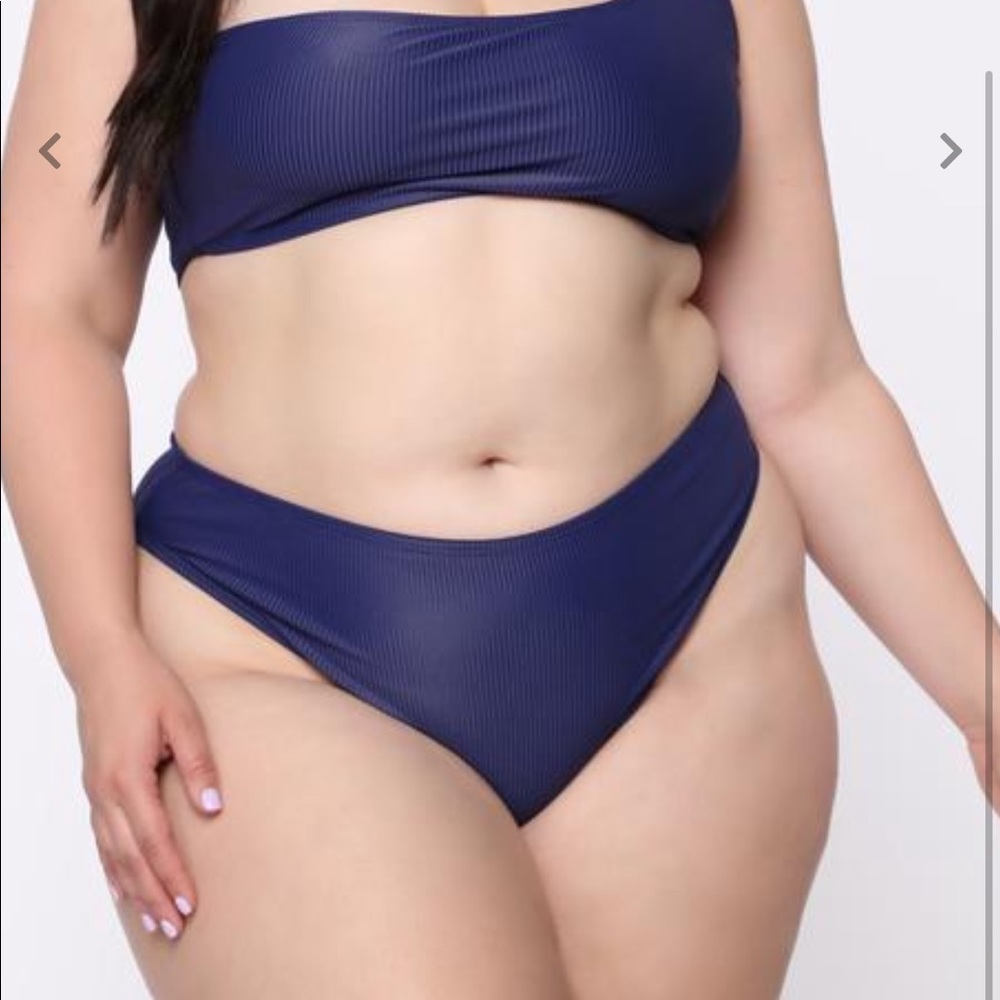 One Shoulder High Waisted Ribbed Bikini - Picture 2 of 6